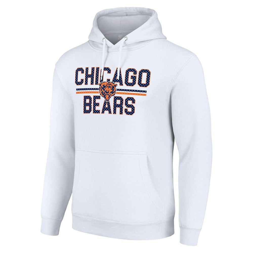 Chicago Bears Starter Unisex Team Mesh Print Graphic Tri-Blend Pullover Hoodie White - NFL
