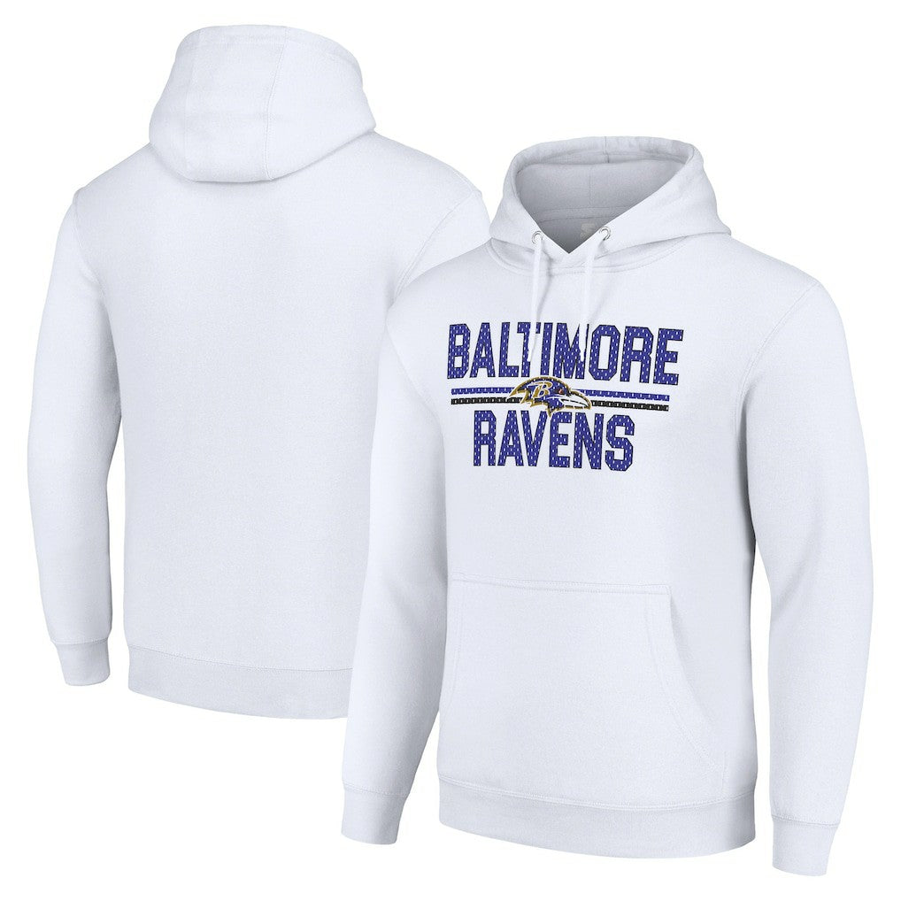 Baltimore Ravens Starter Unisex Team Mesh Print Graphic Tri-Blend Pullover Hoodie White - NFL