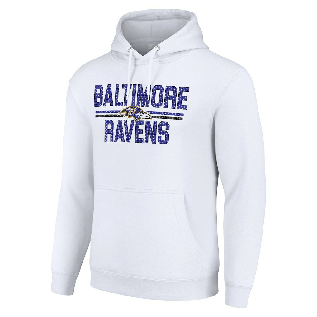 Baltimore Ravens Starter Unisex Team Mesh Print Graphic Tri-Blend Pullover Hoodie White - NFL