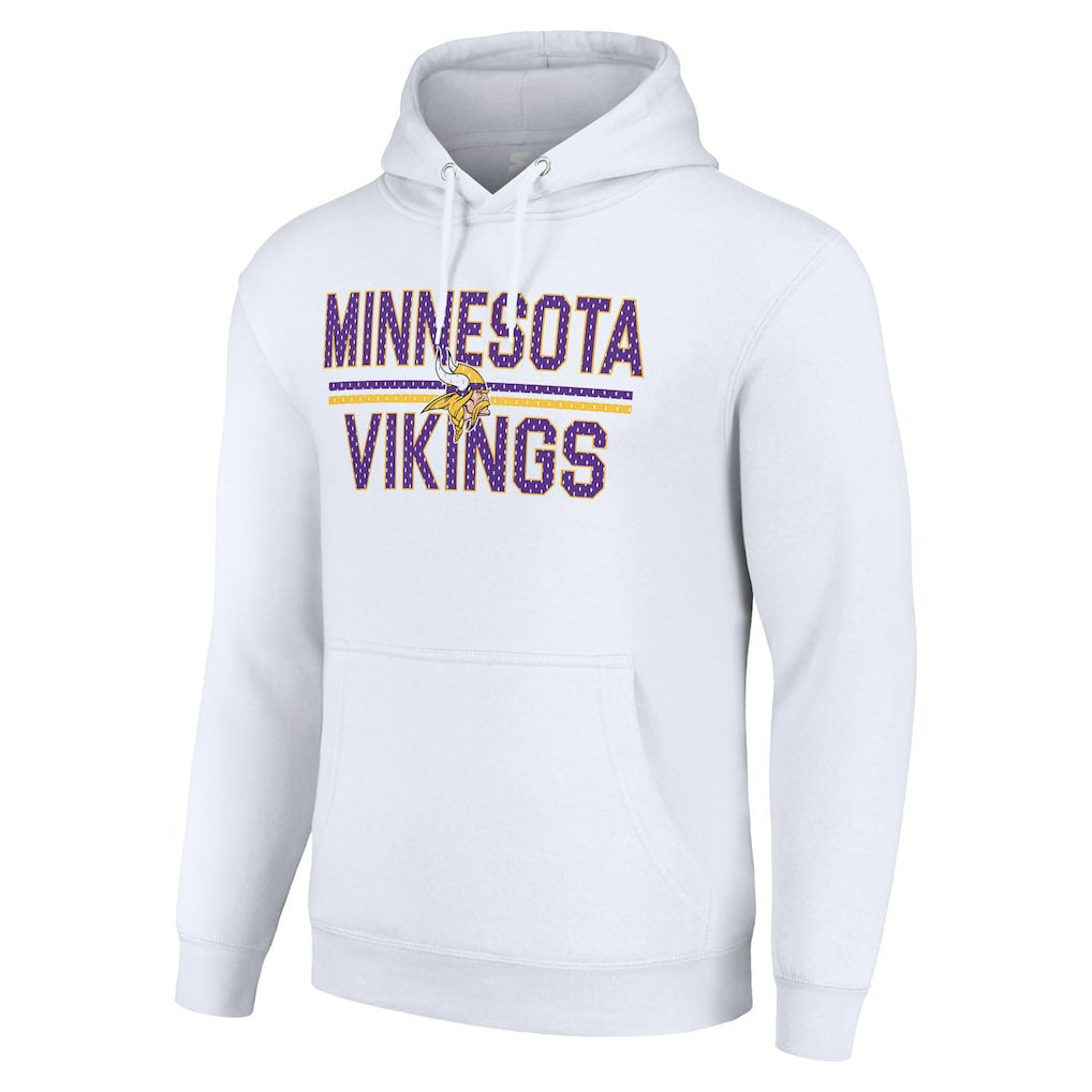 Minnesota Vikings Starter Unisex Team Mesh Print Graphic Tri-Blend Pullover Hoodie White - NFL