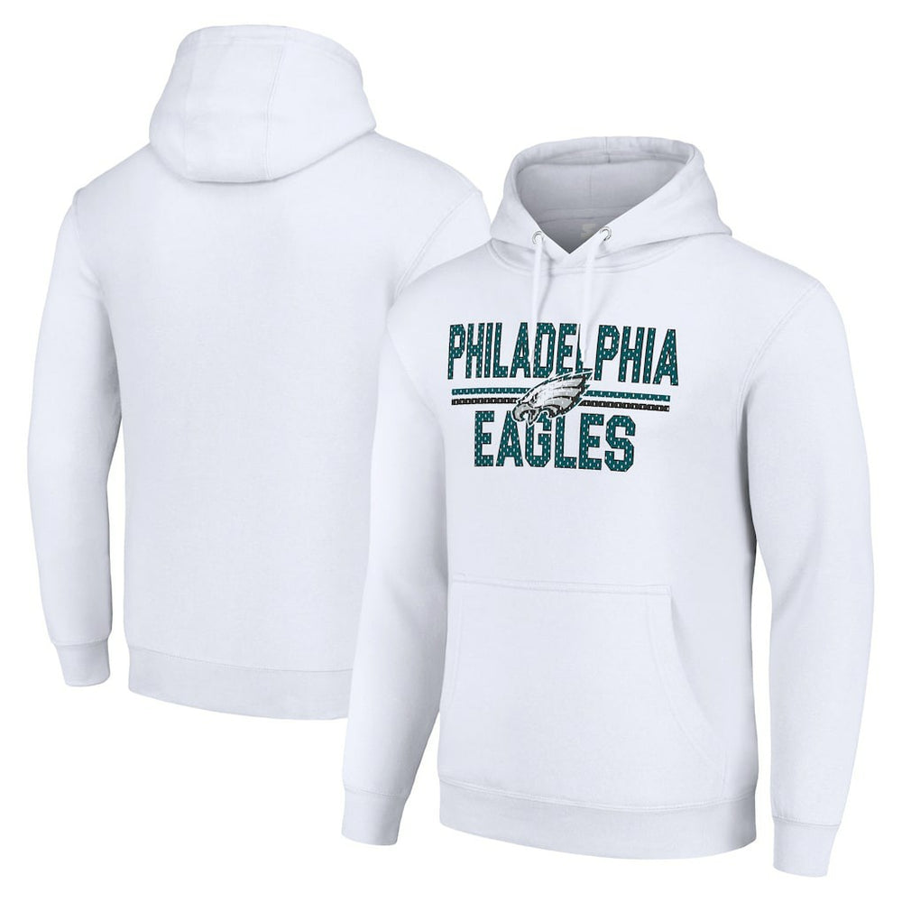 Philadelphia Eagles Starter Unisex Team Mesh Print Graphic Tri-Blend Pullover Hoodie White - NFL