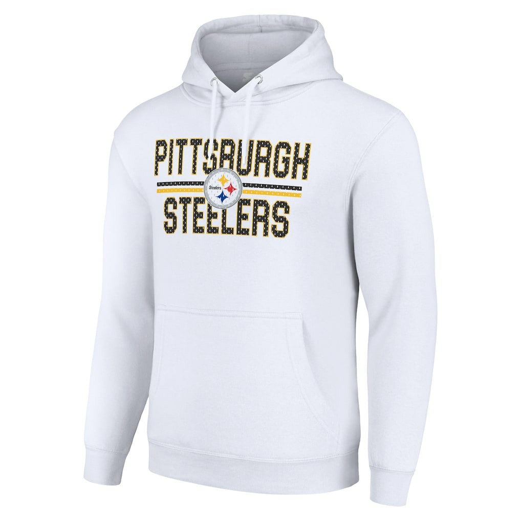 Pittsburgh Steelers Starter Unisex Team Mesh Print Graphic Tri-Blend Pullover Hoodie White - NFL