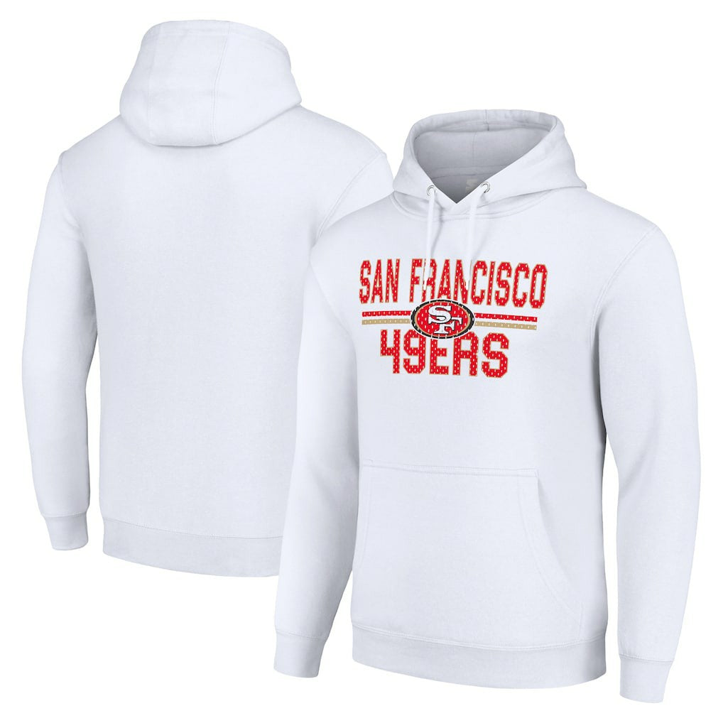 San Francisco 49ers Starter Unisex Team Mesh Print Graphic Tri-Blend Pullover Hoodie White - NFL
