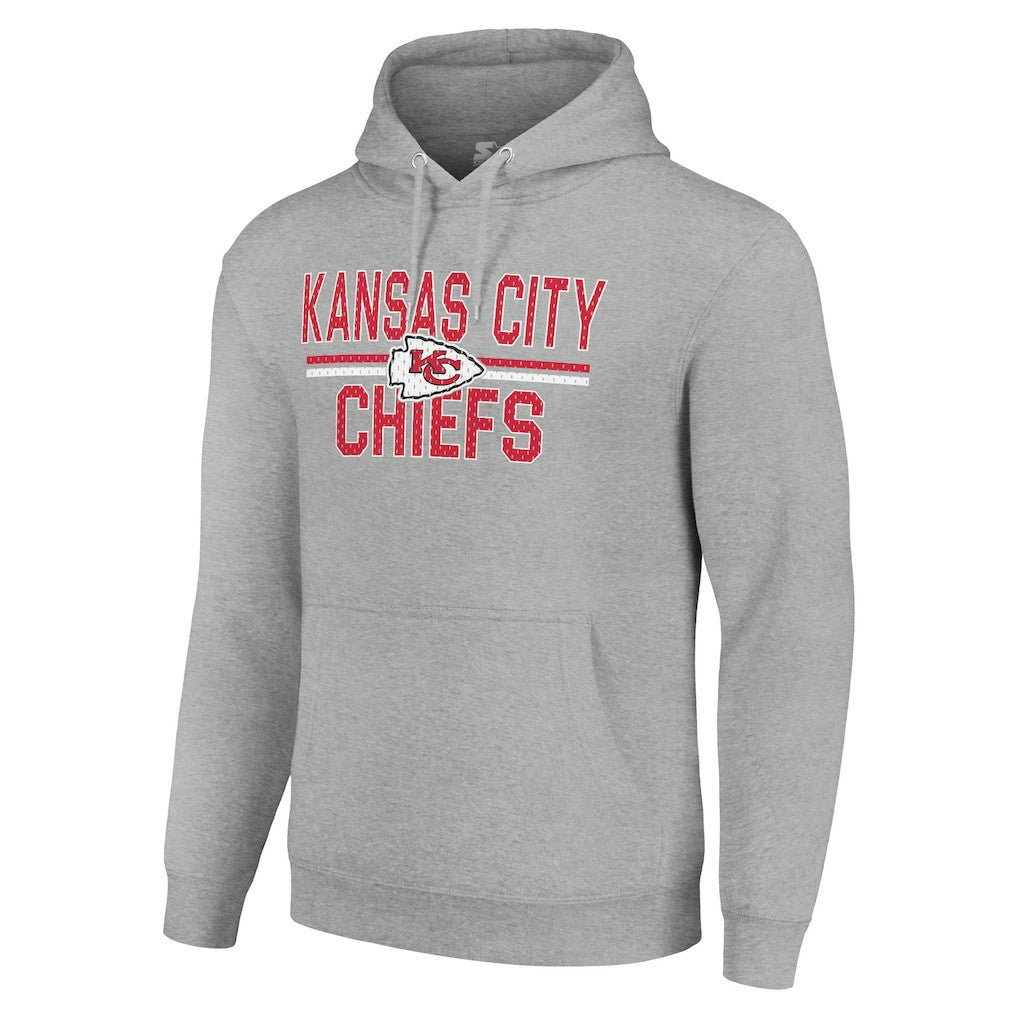 Kansas City Chiefs Starter Unisex Team Mesh Print Graphic Tri-Blend Pullover Hoodie Heather Gray - NFL