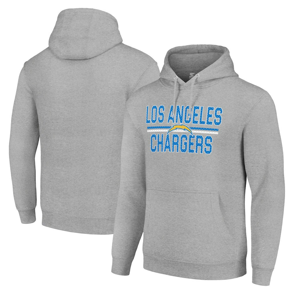 Los Angeles Chargers Starter Unisex Team Mesh Print Graphic Tri-Blend Pullover Hoodie Heather Gray - NFL