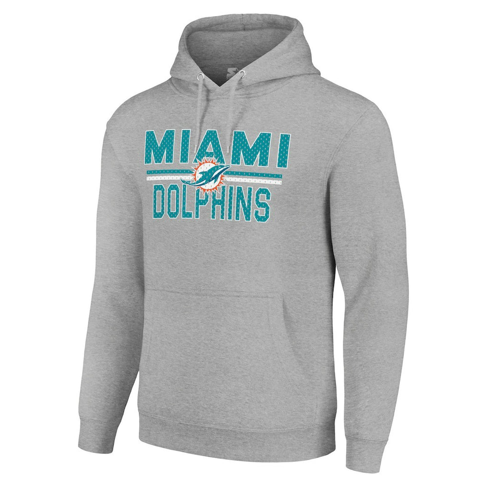 Miami Dolphins Starter Unisex Team Mesh Print Graphic Tri-Blend Pullover Hoodie Heather Gray - NFL