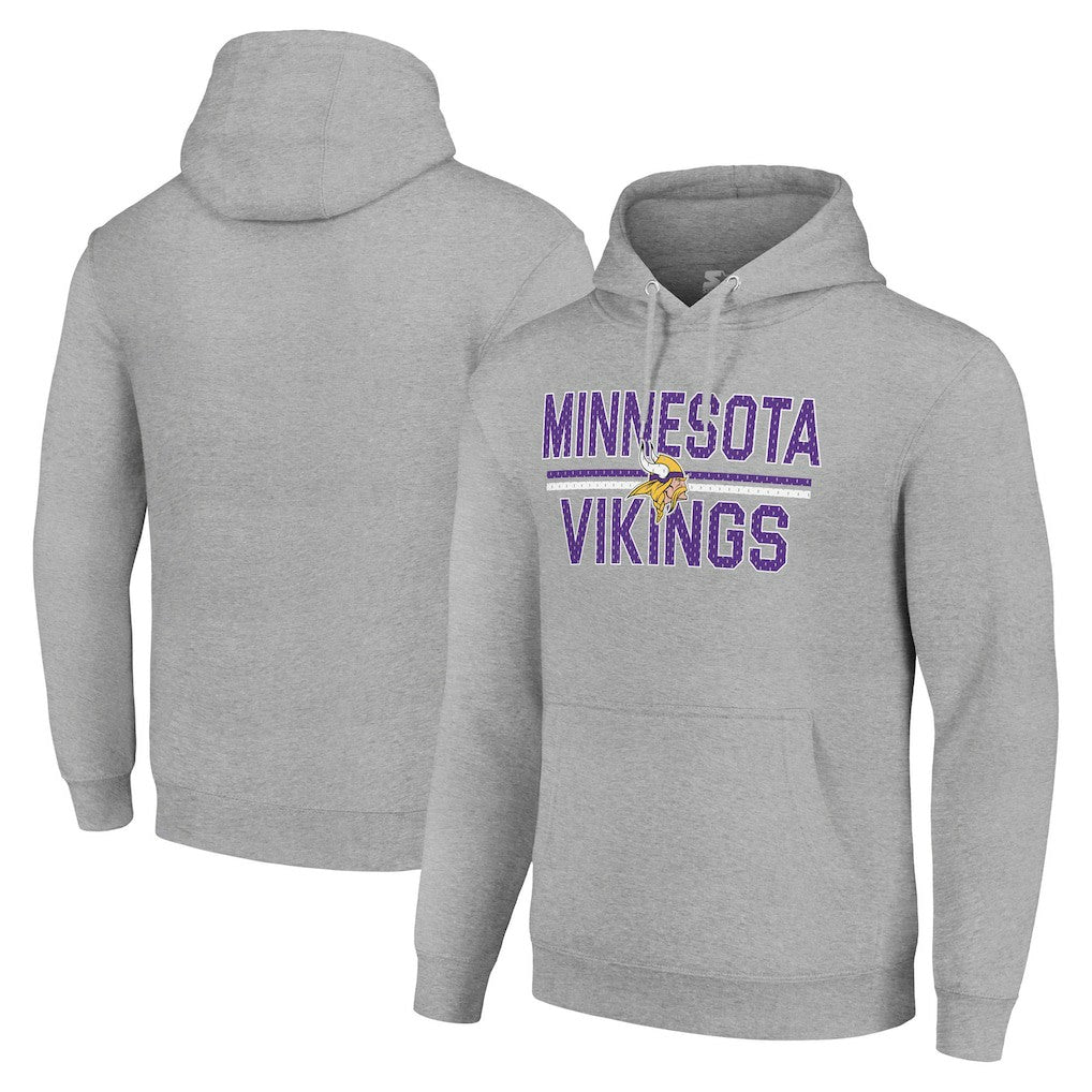 Minnesota Vikings Starter Unisex Team Mesh Print Graphic Tri-Blend Pullover Hoodie Heather Gray - NFL