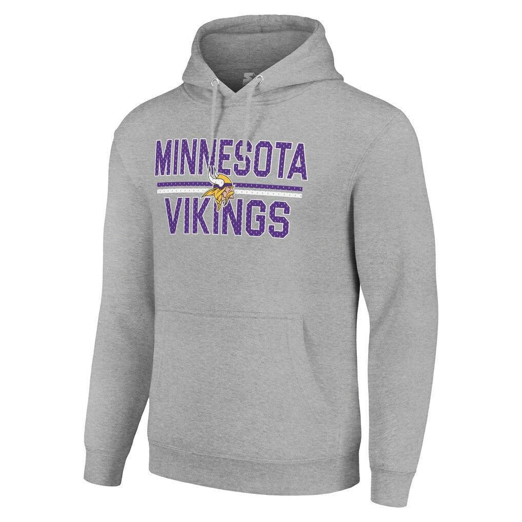 Minnesota Vikings Starter Unisex Team Mesh Print Graphic Tri-Blend Pullover Hoodie Heather Gray - NFL