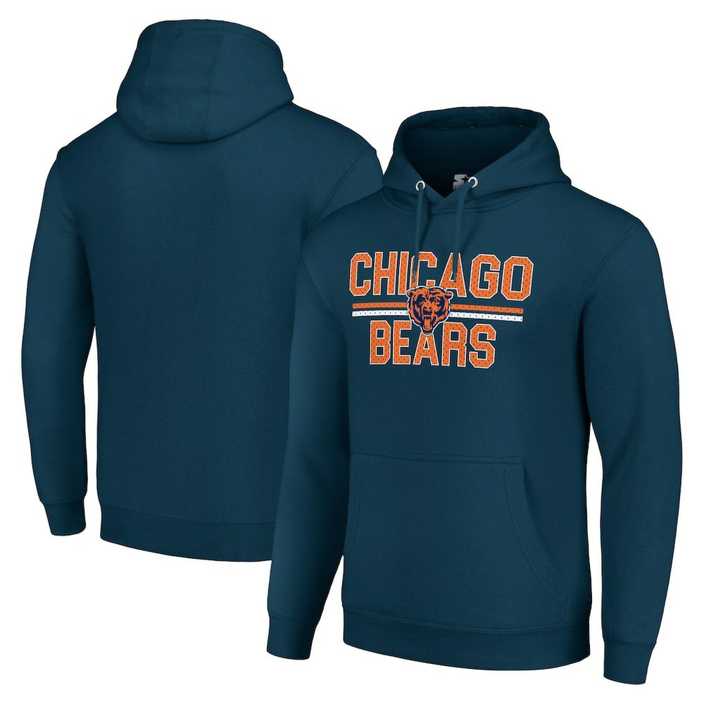 Chicago Bears Starter Unisex Team Mesh Print Graphic Tri-Blend Pullover Hoodie Navy - NFL