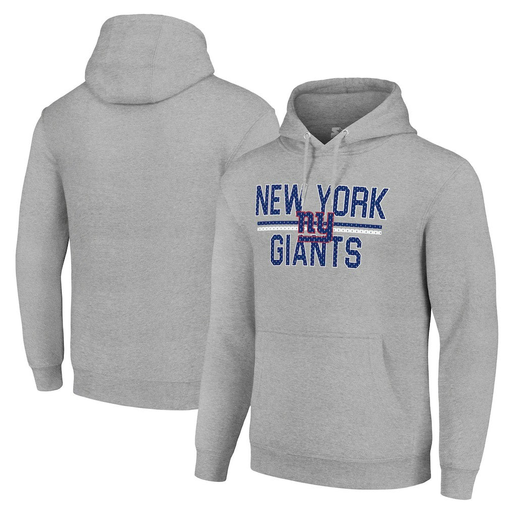 New York Giants Starter Unisex Team Mesh Print Graphic Tri-Blend Pullover Hoodie Heather Gray - NFL