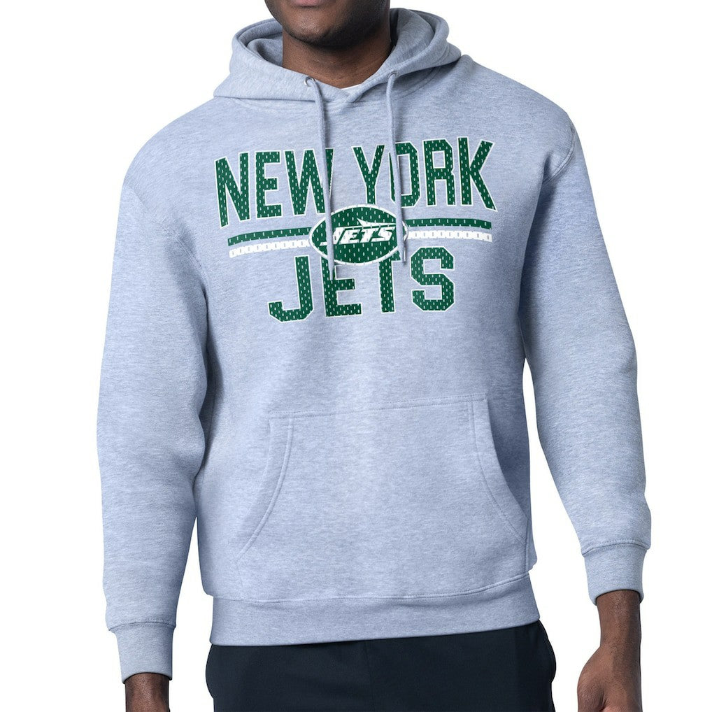New York Jets Starter Unisex Team Mesh Print Graphic Tri-Blend Pullover Hoodie Heather Gray - NFL