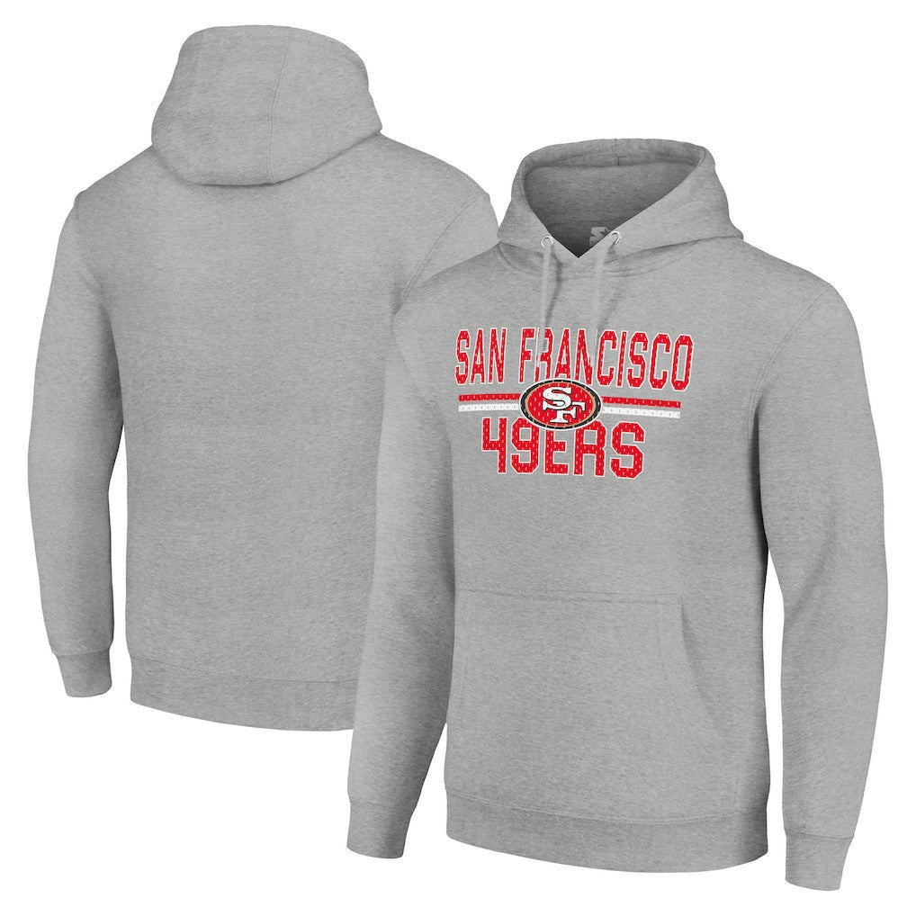 San Francisco 49ers Starter Unisex Team Mesh Print Graphic Tri-Blend Pullover Hoodie Heather Gray - NFL
