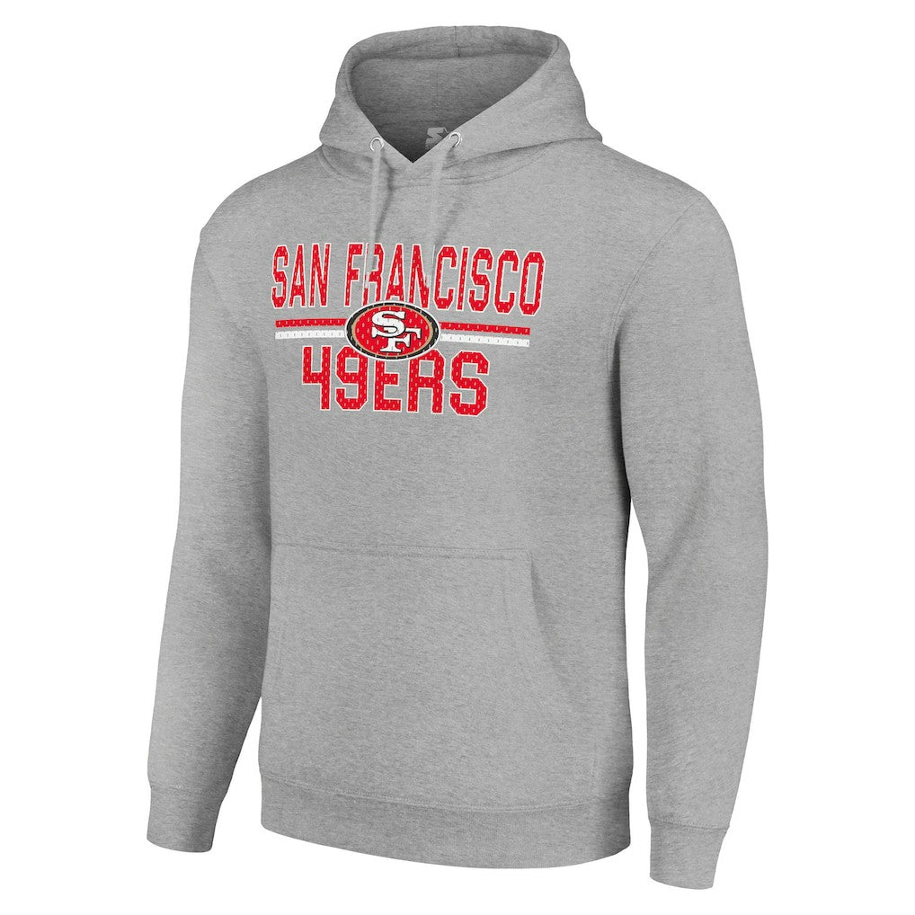 San Francisco 49ers Starter Unisex Team Mesh Print Graphic Tri-Blend Pullover Hoodie Heather Gray - NFL
