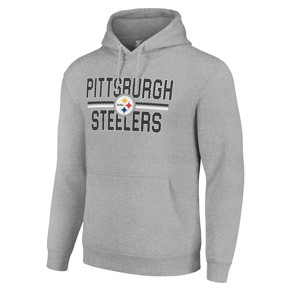Pittsburgh Steelers Starter Unisex Team Mesh Print Graphic Tri-Blend Pullover Hoodie Heather Gray - NFL