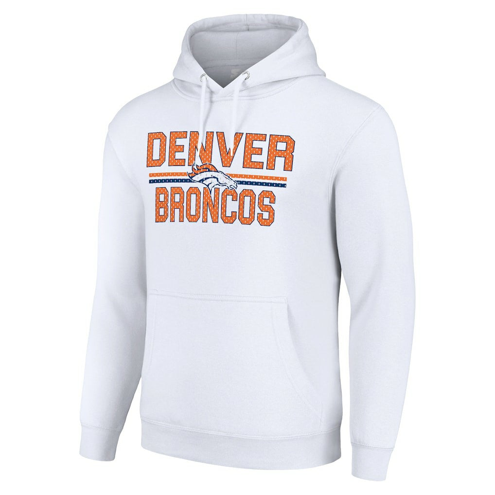 Denver Broncos Starter Unisex Team Mesh Print Graphic Tri-Blend Pullover Hoodie White - NFL