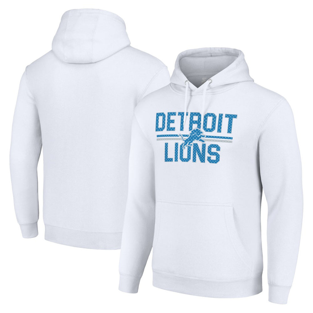 Detroit Lions Starter Unisex Team Mesh Print Graphic Tri-Blend Pullover Hoodie White - NFL