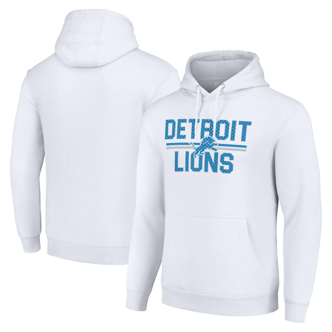 Detroit Lions Starter Unisex Team Mesh Print Graphic Tri-Blend Pullover Hoodie White - NFL