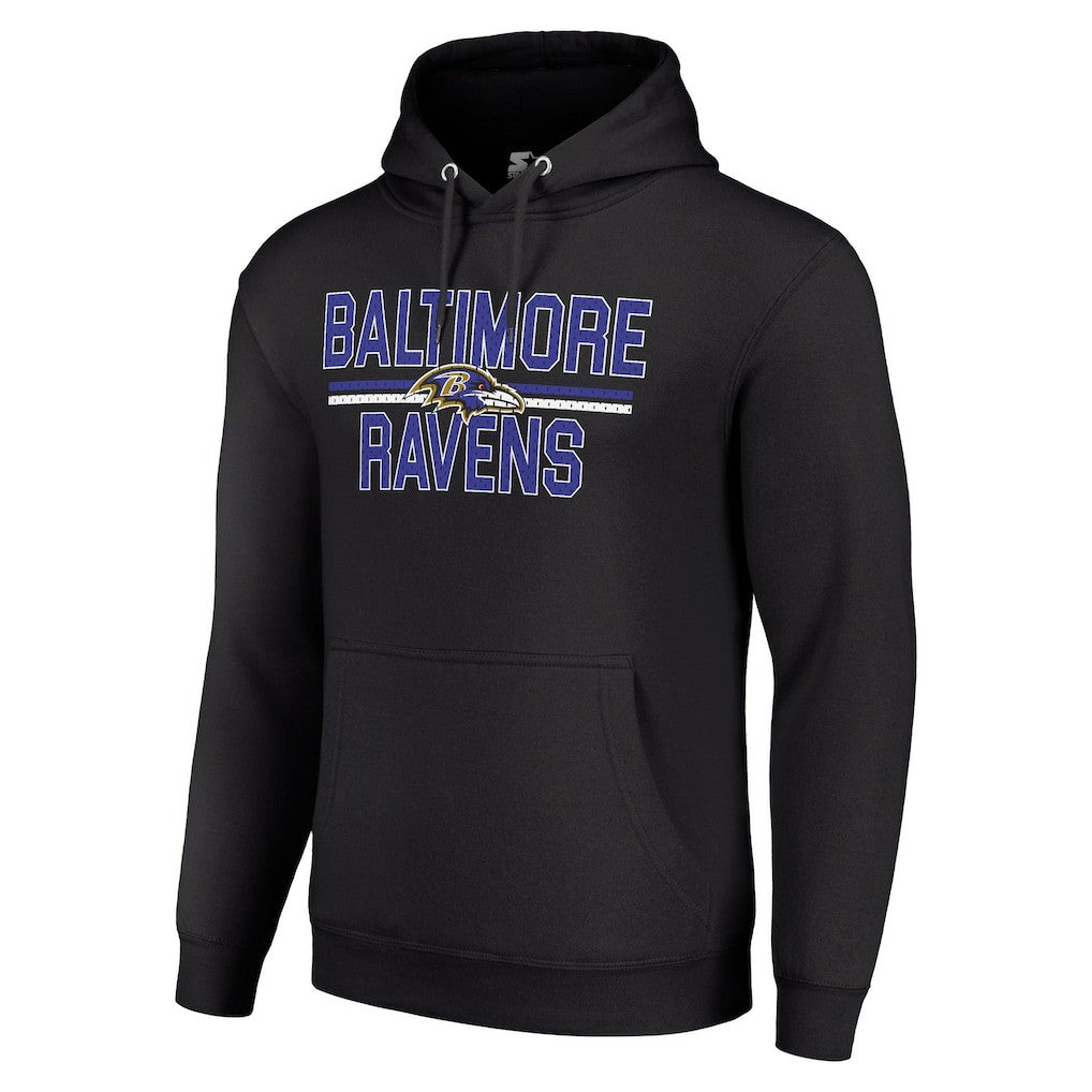Baltimore Ravens Starter Unisex Team Mesh Print Graphic Tri-Blend Pullover Hoodie Black - NFL