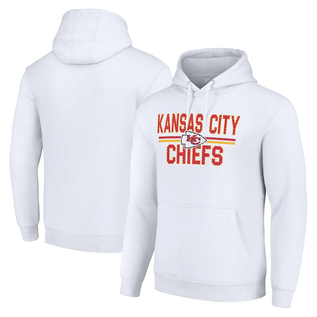 Kansas City Chiefs Starter Unisex Team Mesh Print Graphic Tri-Blend Pullover Hoodie White - NFL