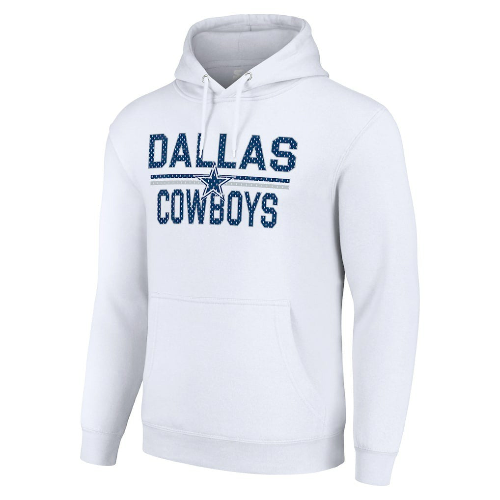 Dallas Cowboys Starter Unisex Team Mesh Print Graphic Tri-Blend Pullover Hoodie White - NFL