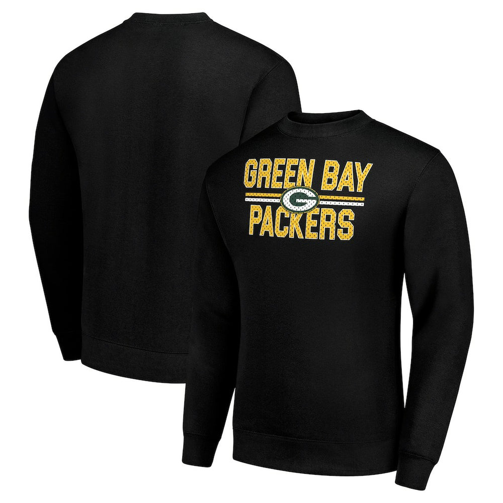 Green Bay Packers Starter Team Mesh Print Graphic Pullover Sweatshirt Black - NFL