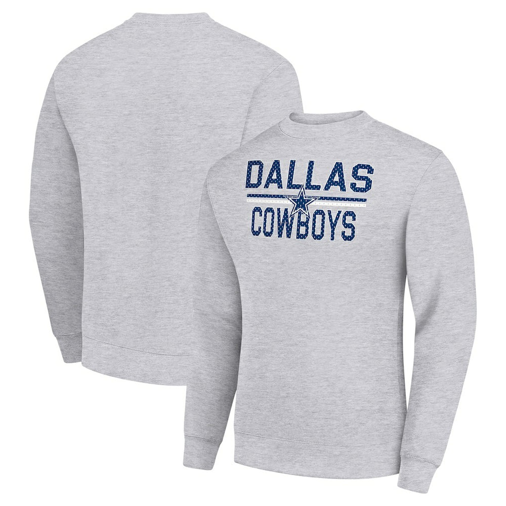 Dallas Cowboys Starter Team Mesh Print Graphic Pullover Sweatshirt Heather Gray - NFL