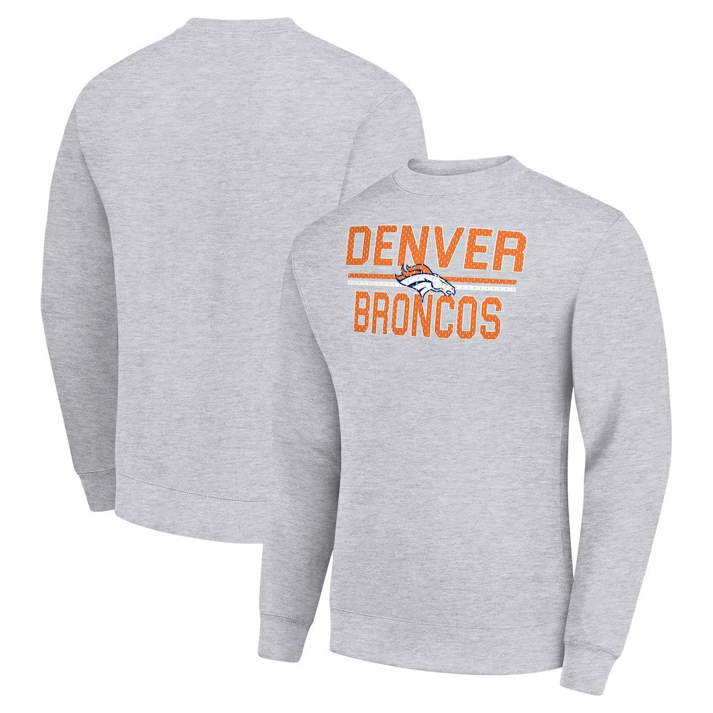 Denver Broncos Starter Team Mesh Print Graphic Pullover Sweatshirt Heather Gray - NFL