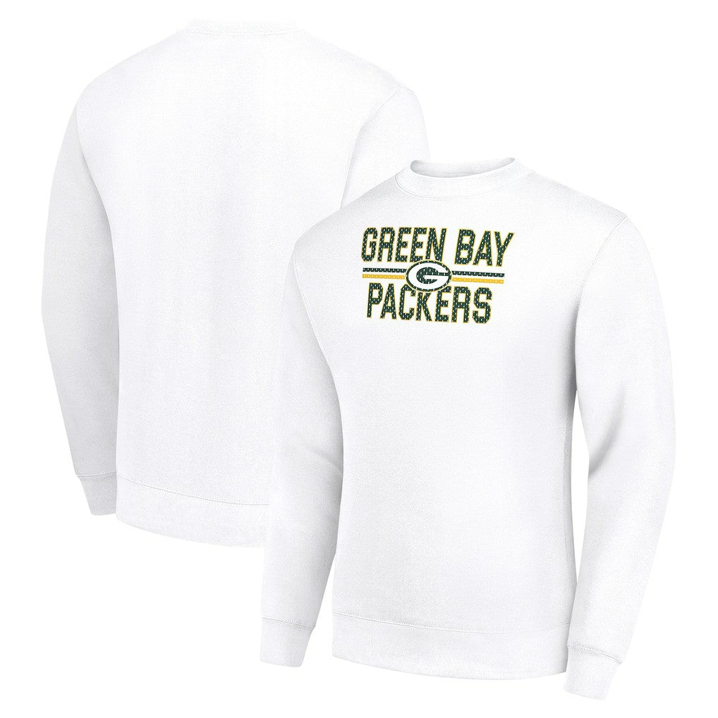 Green Bay Packers Starter Team Mesh Print Graphic Pullover Sweatshirt White - NFL