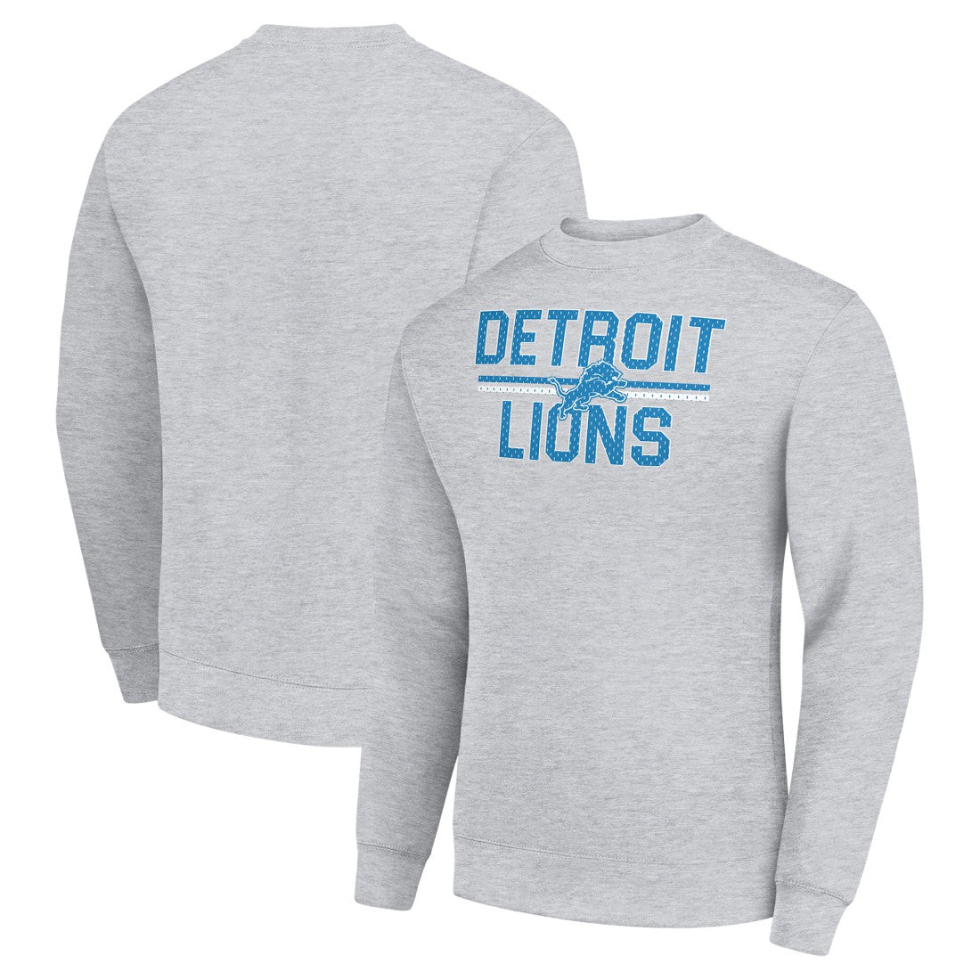 Detroit Lions Starter Team Mesh Print Graphic Pullover Sweatshirt Heather Gray - NFL