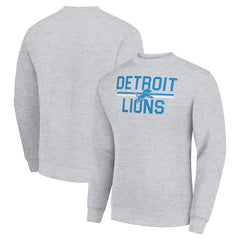 Detroit Lions Starter Team Mesh Print Graphic Pullover Sweatshirt Heather Gray - NFL