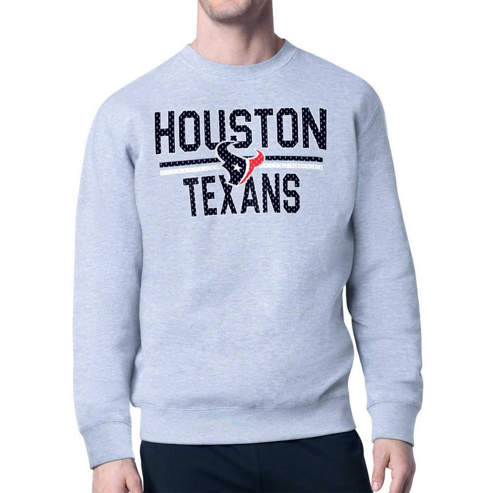 Houston Texans Starter Team Mesh Print Graphic Pullover Sweatshirt Heather Gray - NFL