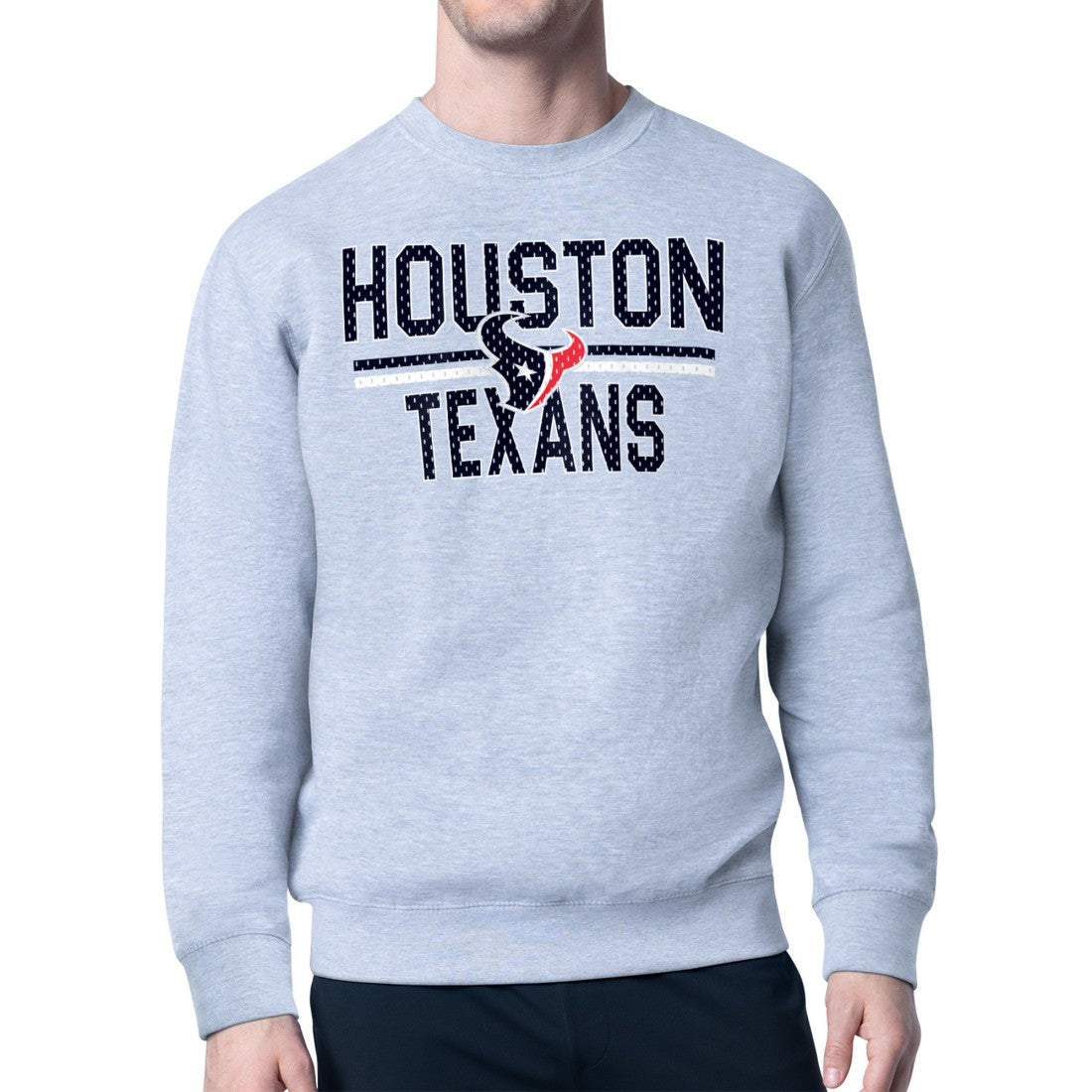 Houston Texans Starter Team Mesh Print Graphic Pullover Sweatshirt Heather Gray - NFL