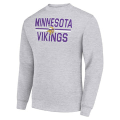 Minnesota Vikings Starter Team Mesh Print Graphic Pullover Sweatshirt Heather Gray - NFL