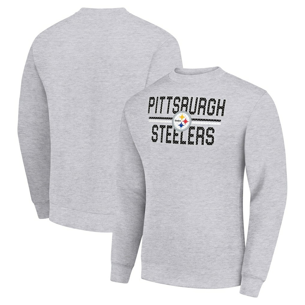 Pittsburgh Steelers Starter Team Mesh Print Graphic Pullover Sweatshirt Heather Gray - NFL