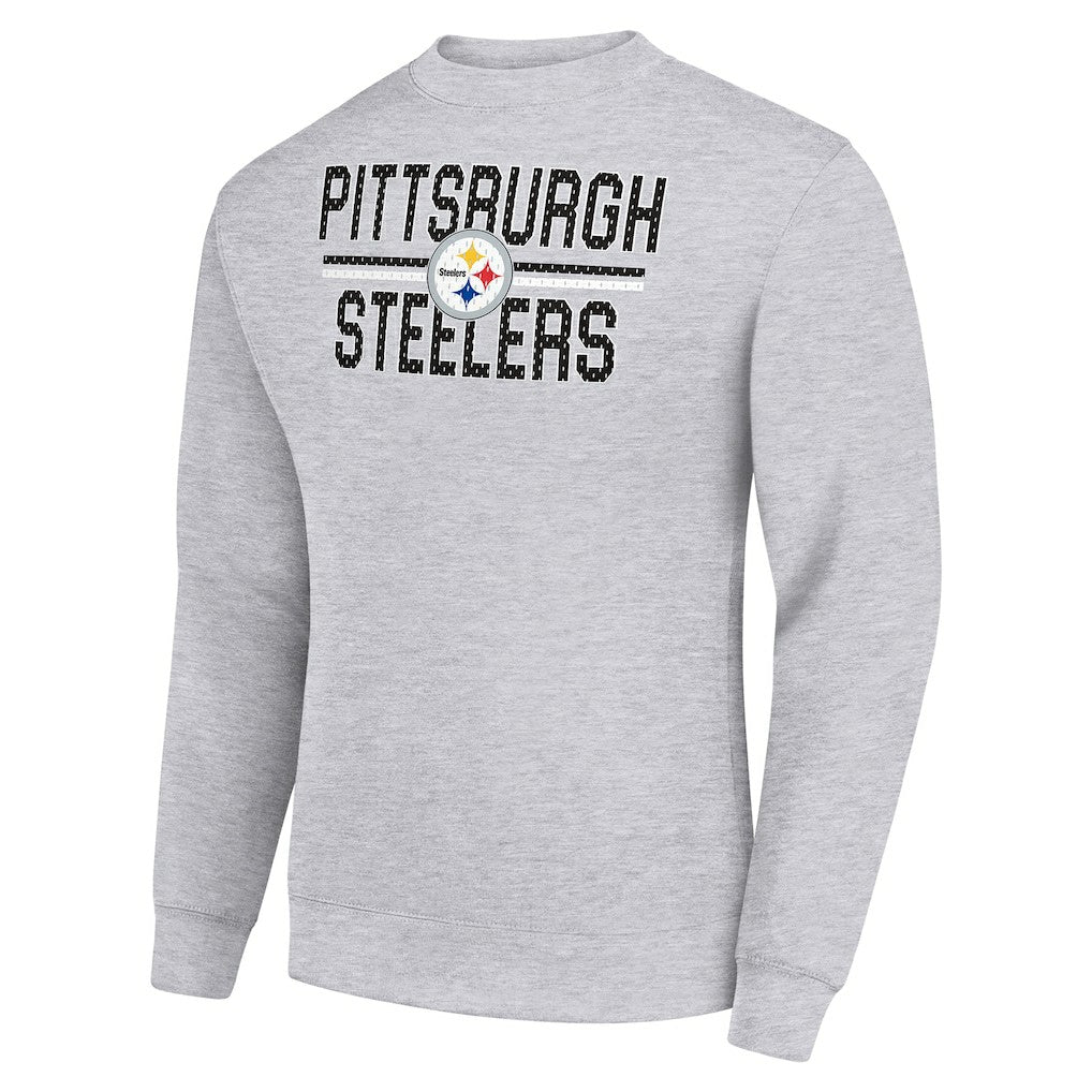 Pittsburgh Steelers Starter Team Mesh Print Graphic Pullover Sweatshirt Heather Gray - NFL