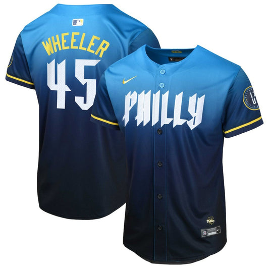Zack Wheeler Philadelphia Phillies Nike Youth 2024 City Connect Limited Player Jersey - Blue | MLB Jerseys