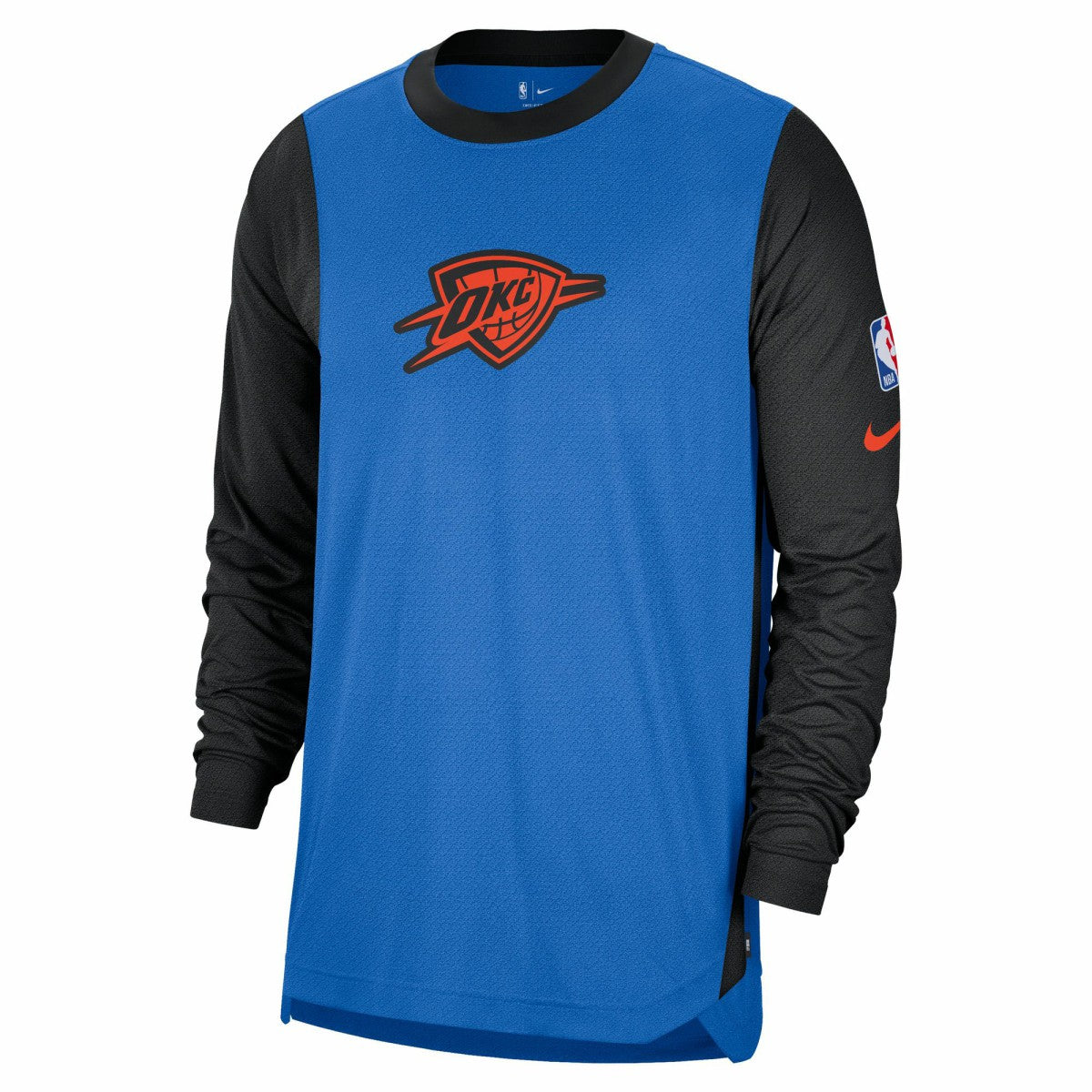 Nike - Oklahoma City Thunder 2024/25 City Edition Authentic Pregame Performance Long Sleeve Shooting T-Shirt - Blue/Black