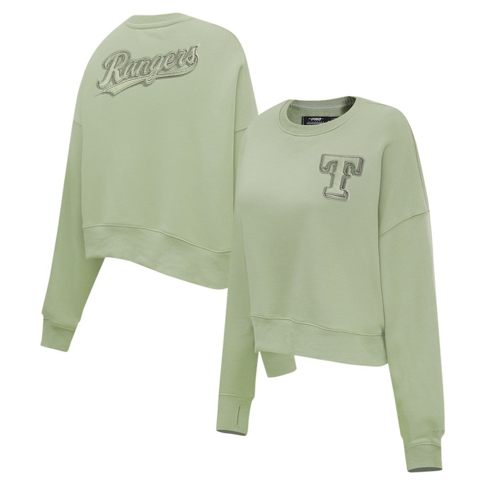 Texas Rangers Pro Standard Women's Neutral Oversized Boxy Cropped Pullover Sweatshirt discount