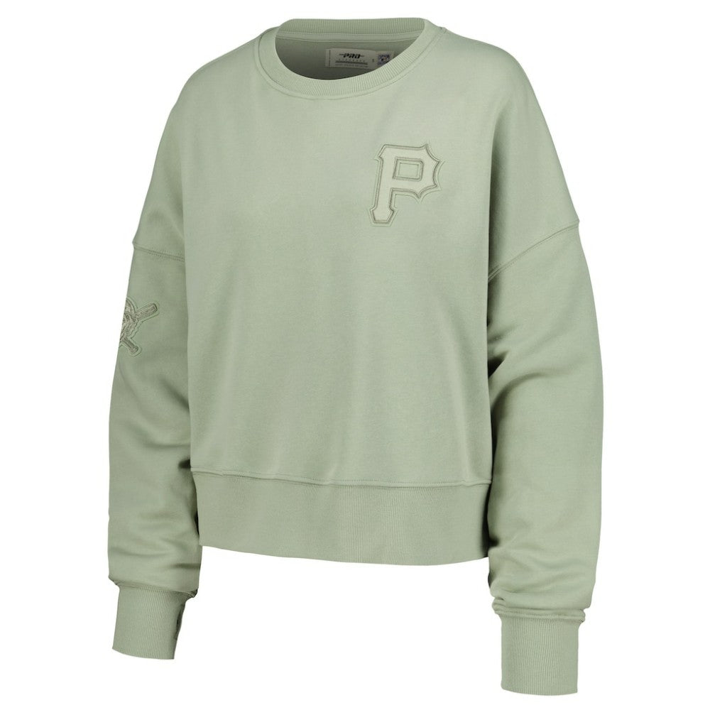 Pittsburgh Pirates Pro Standard Women's Neutral Oversized Boxy Cropped Pullover Sweatshirt On Sale