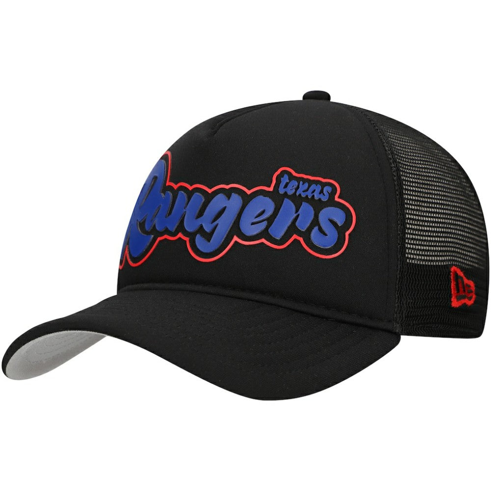 Texas Rangers New Era Retro Bold A-Frame Trucker 9FORTY Adjustable Hat Lifestyle