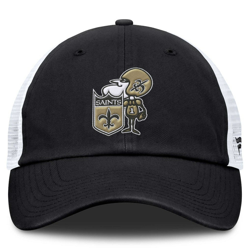 New Orleans Saints Basic Vintage Trucker Adjustable Hat Black - Fanatics