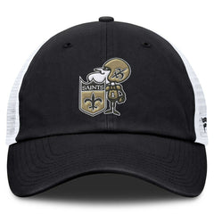 New Orleans Saints Basic Vintage Trucker Adjustable Hat Black - Fanatics