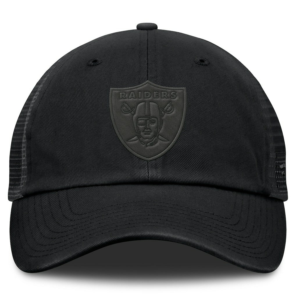 Las Vegas Raiders Basic Black on Black Trucker Adjustable Hat - Fanatics