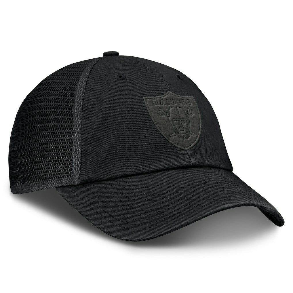 Las Vegas Raiders Basic Black on Black Trucker Adjustable Hat - Fanatics