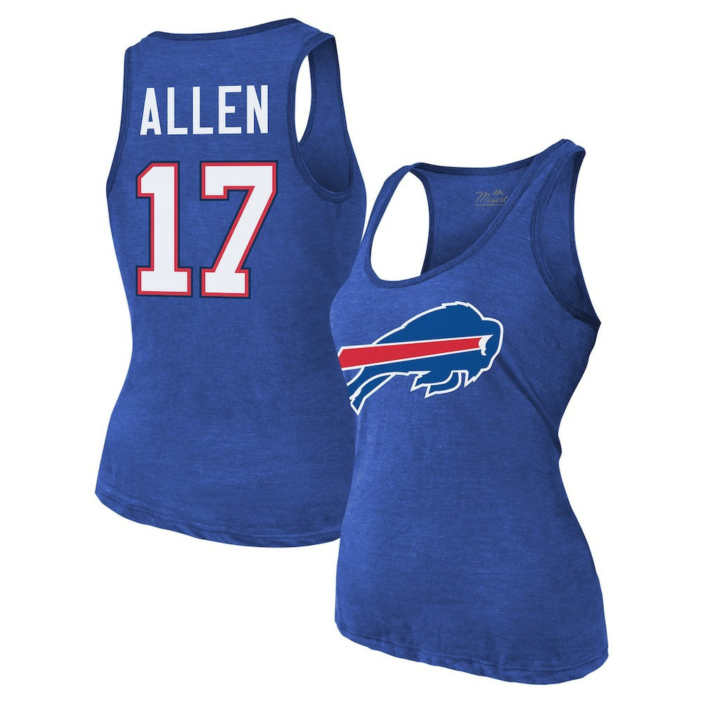 Josh Allen Buffalo Bills Majestic Threads Women's Name & Number Tri-Blend Tank Top Royal - NFL