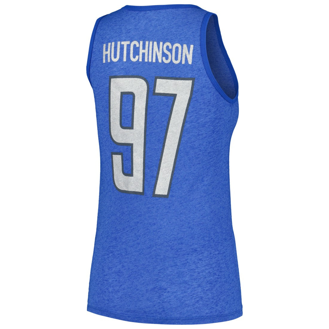 Aidan Hutchinson Detroit Lions Majestic Threads Women's Name & Number Tri-Blend Tank Top Heather Blue - NFL