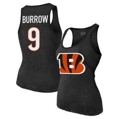 Joe Burrow Cincinnati Bengals Majestic Threads Women's Name & Number Tri-Blend Tank Top Black - NFL