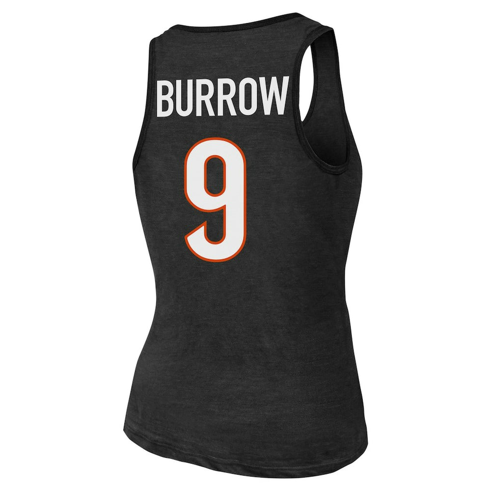 Joe Burrow Cincinnati Bengals Majestic Threads Women's Name & Number Tri-Blend Tank Top Black - NFL