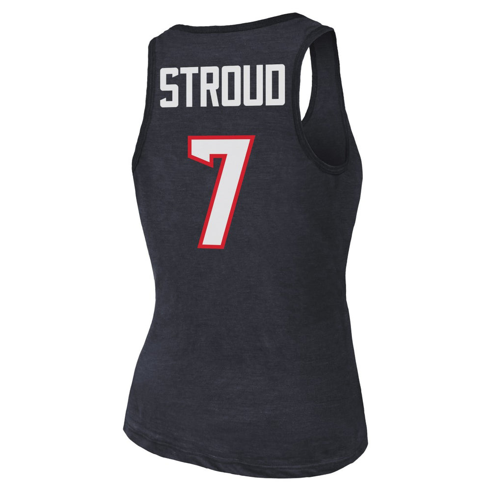 C.J. Stroud Houston Texans Majestic Threads Women's Name & Number Tri-Blend Tank Top Navy - NFL