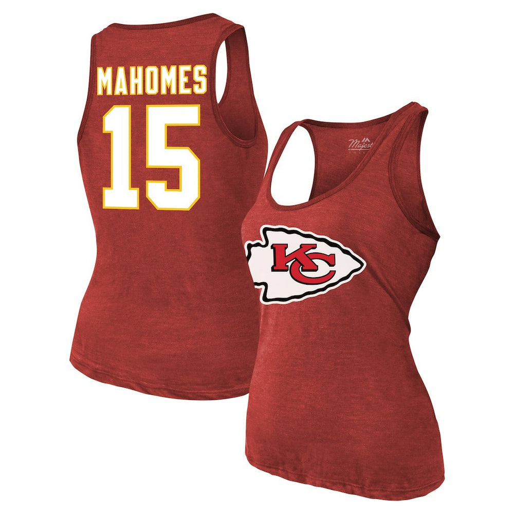 Patrick Mahomes Kansas City Chiefs Majestic Threads Women's Name & Number Tri-Blend Tank Top Red - NFL